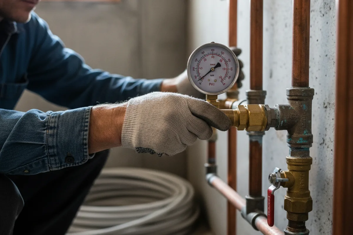 Pressure testing a repaired line during Water Line Repair in Corte Madera